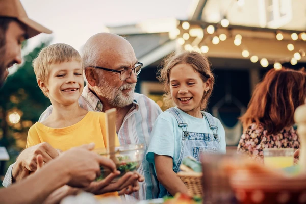 Grandfather with children